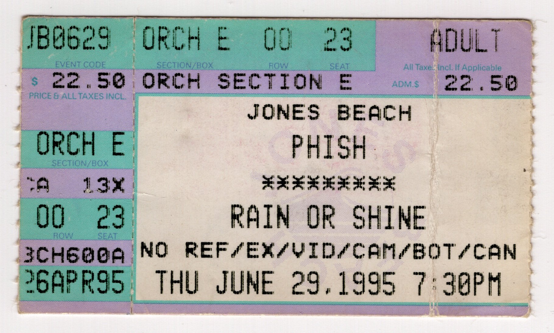 Ticket for 1995-06-29 at Jones Beach Amphitheater