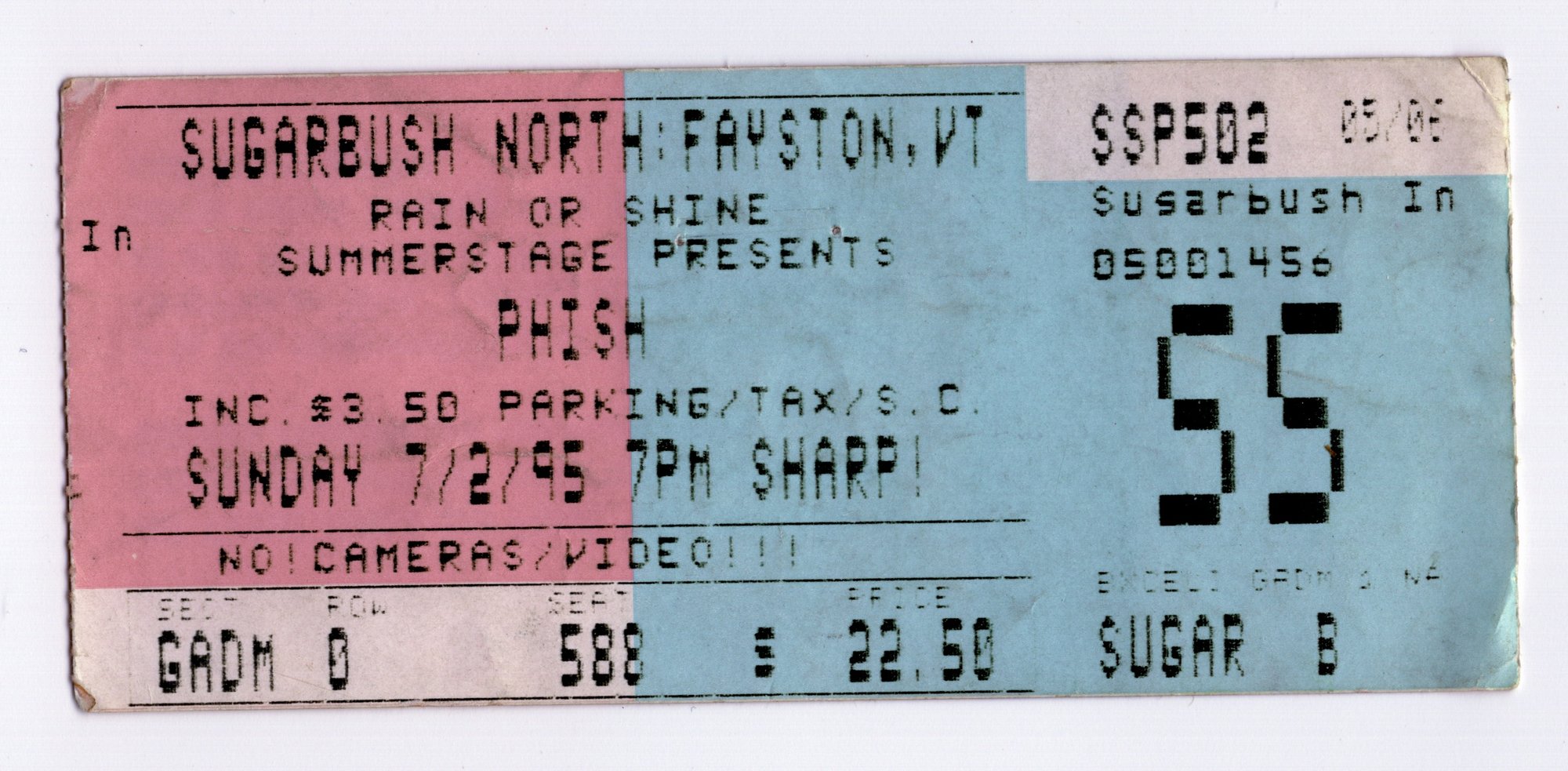 Ticket for 1995-07-02 at Summerstage At Sugarbush