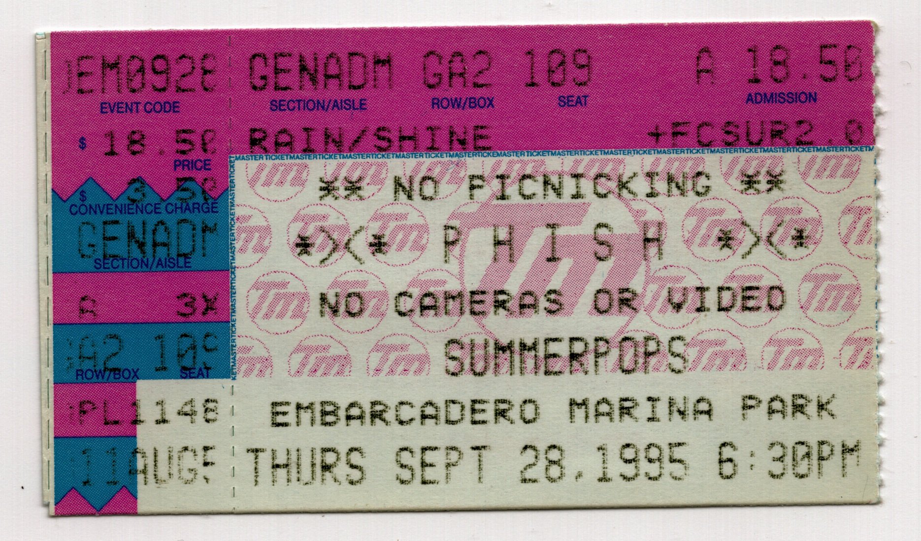 Ticket for 1995-09-28 at Embarcadero Center