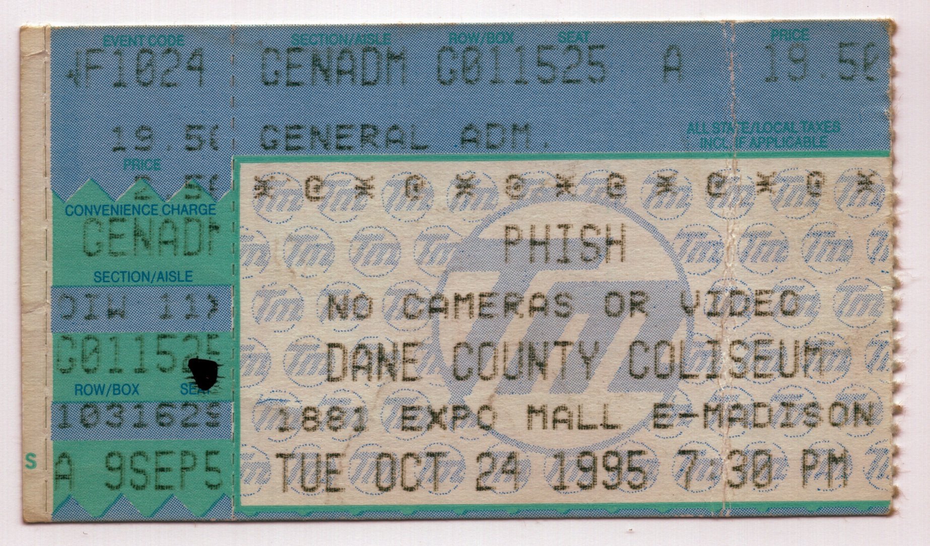 Ticket for 1995-10-24 at Dane County Coliseum