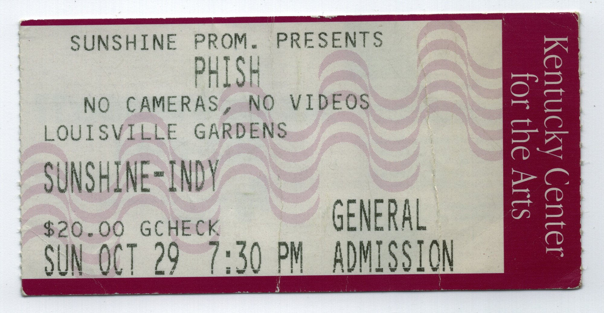 Ticket for 1995-10-29 at Louisville Gardens