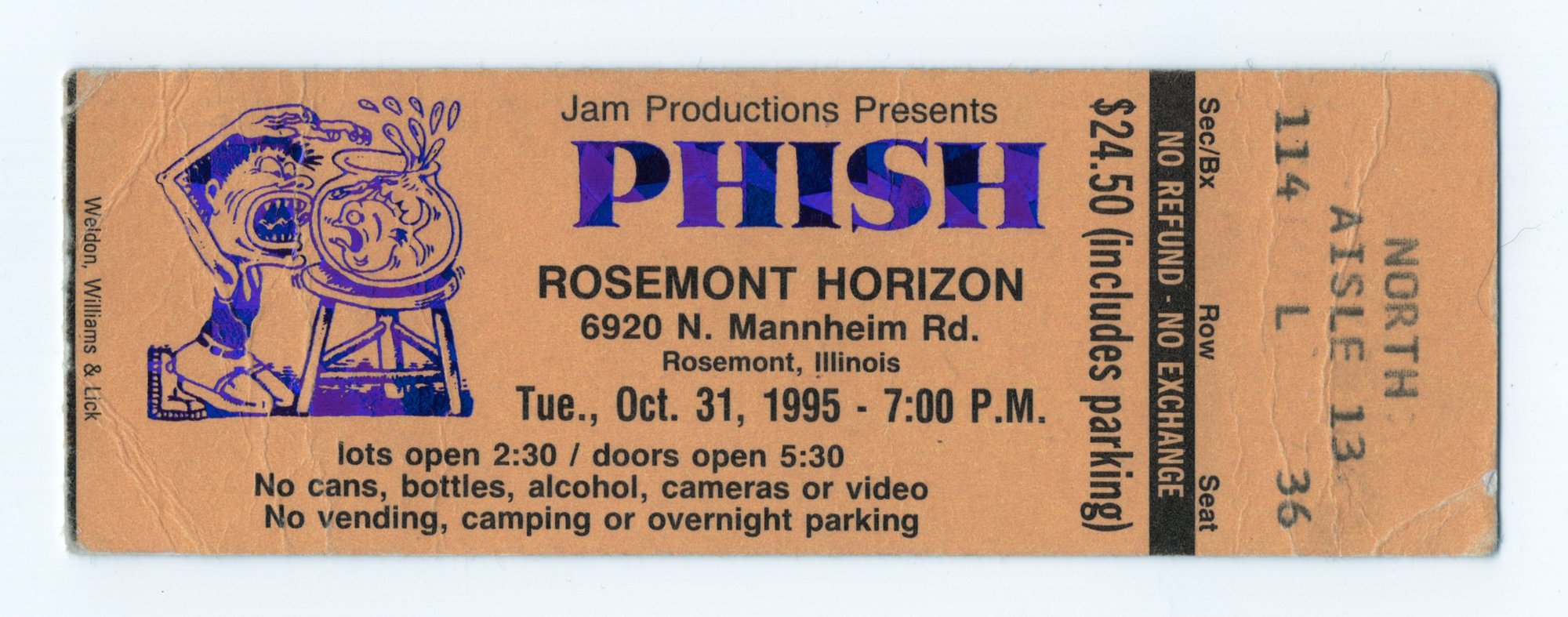 Ticket for 1995-10-31 at Rosemont Horizon