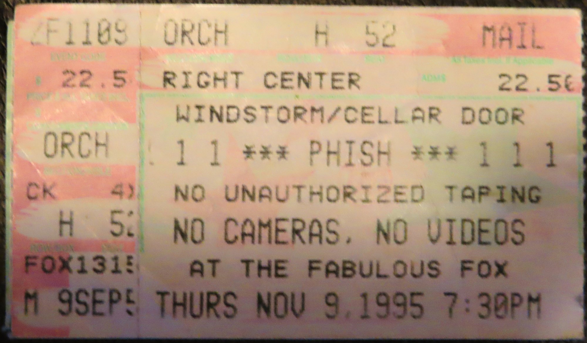 Ticket for 1995-11-09 at The Fox Theatre