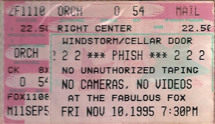 Ticket for 1995-11-10 at The Fox Theatre