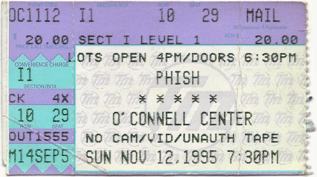 Ticket for 1995-11-12 at O'Connell Center
