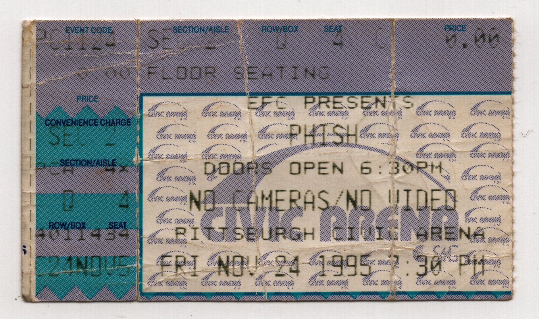 Ticket for 1995-11-24 at Civic Arena