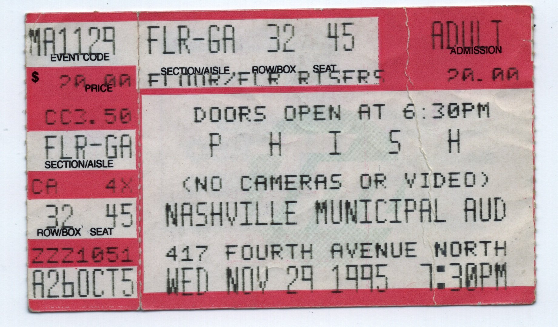 Ticket for 1995-11-29 at Municipal Auditorium