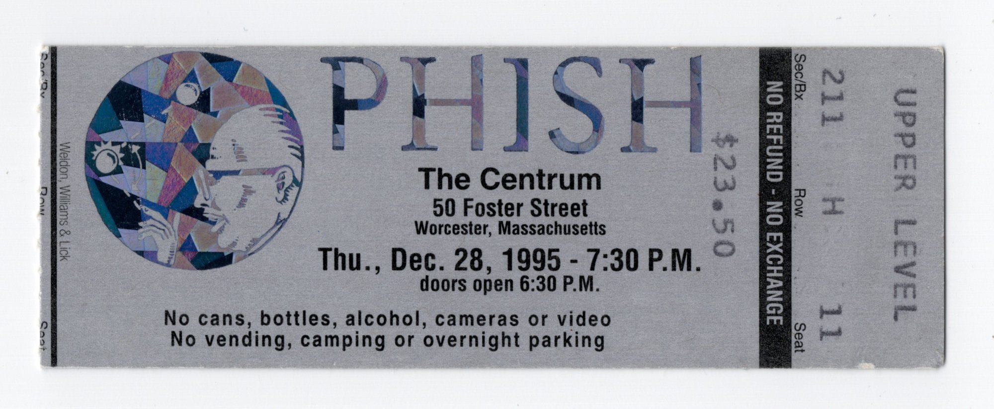Ticket for 1995-12-28 at Worcester Centrum Centre