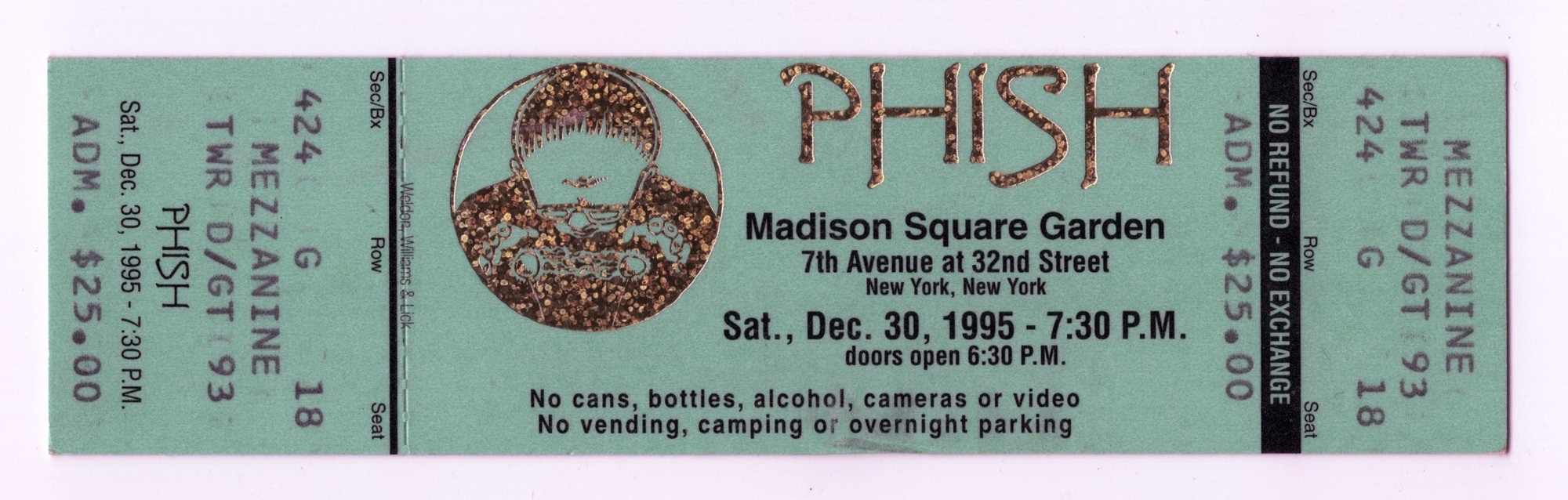 Ticket for 1995-12-30 at Madison Square Garden