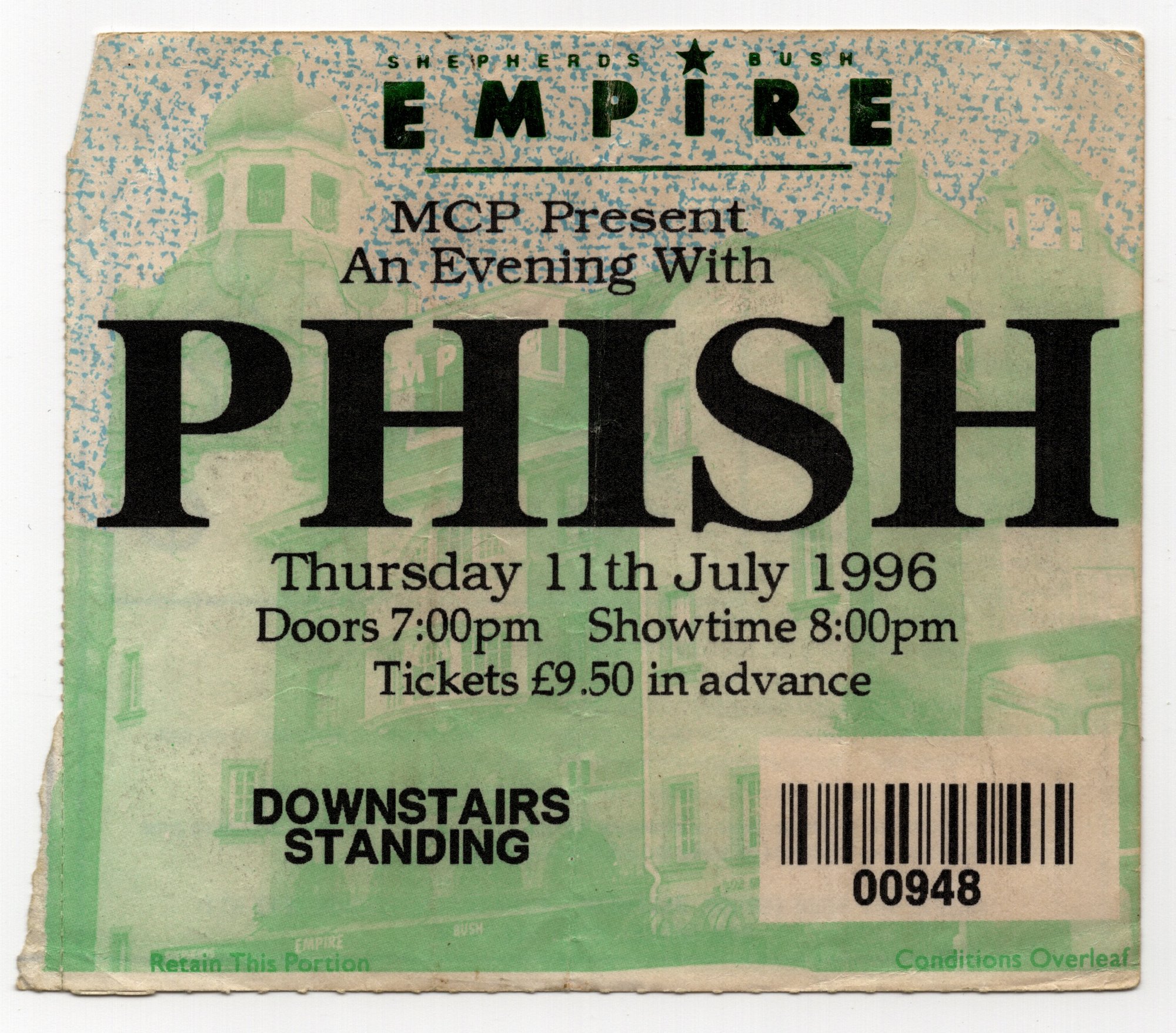 Ticket for 1996-07-11 at Shepherd's Bush Empire
