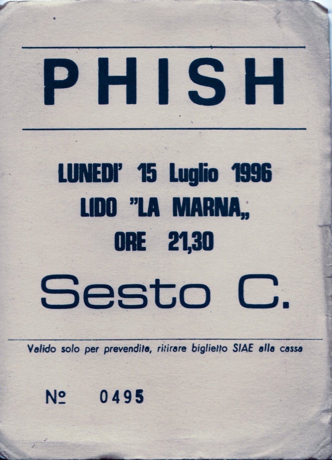 Ticket for 1996-07-15 at La Marna