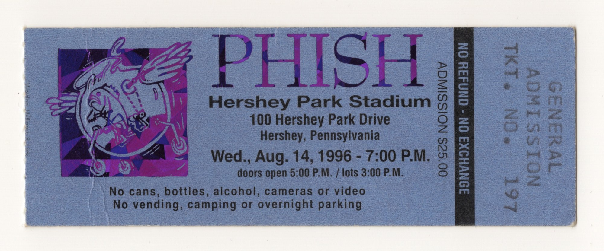 Ticket for 1996-08-14 at Hersheypark Stadium