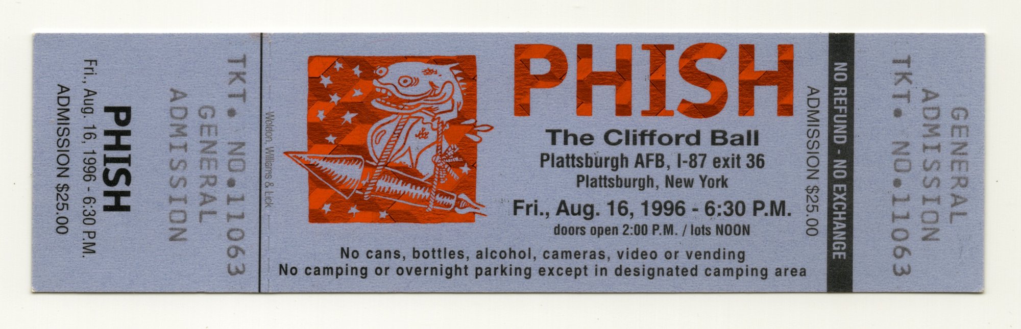 Ticket for 1996-08-16 at The Clifford Ball