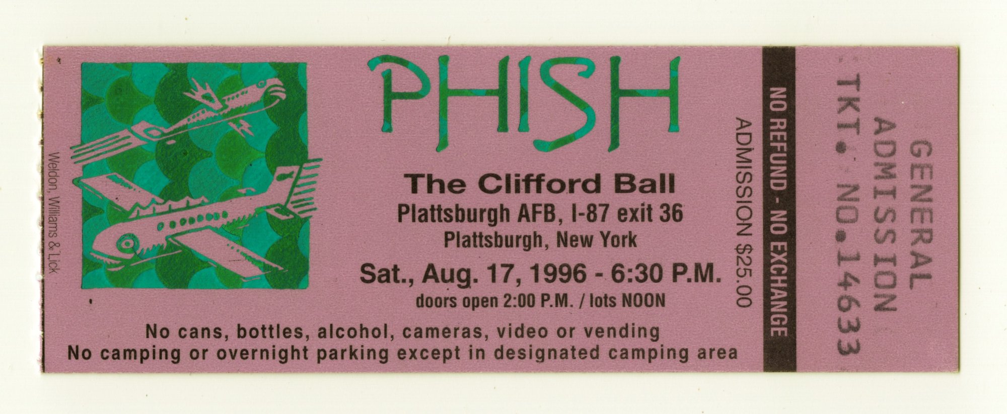 Ticket for 1996-08-17 at The Clifford Ball