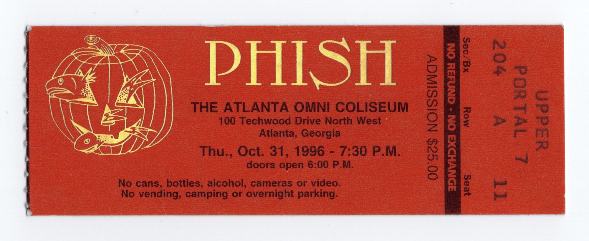 Ticket for 1996-10-31 at The Omni