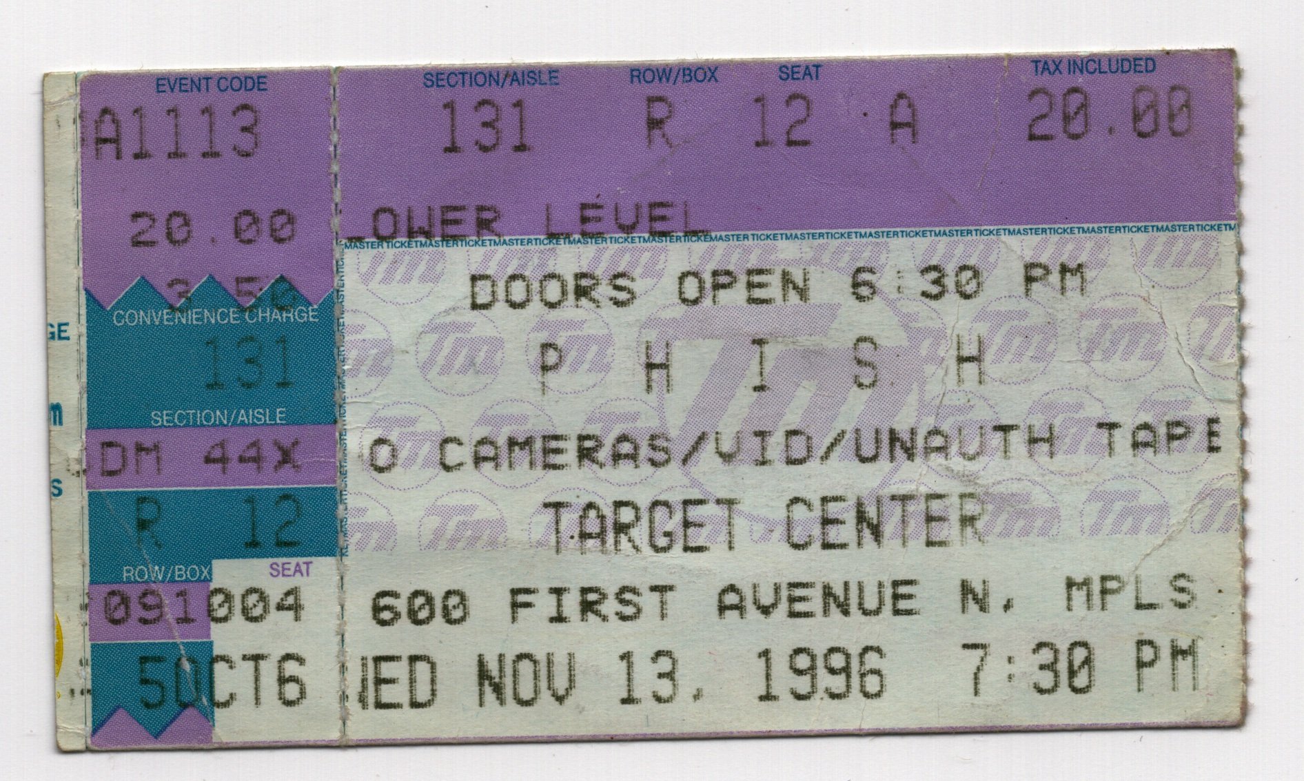 Ticket for 1996-11-13 at Target Center