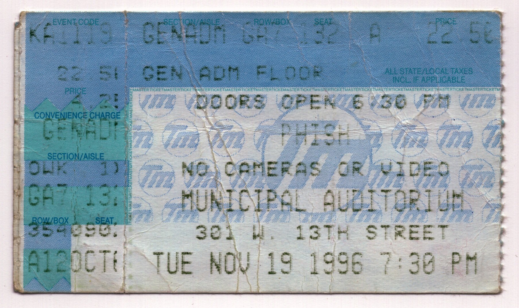 Ticket for 1996-11-19 at Municipal Auditorium