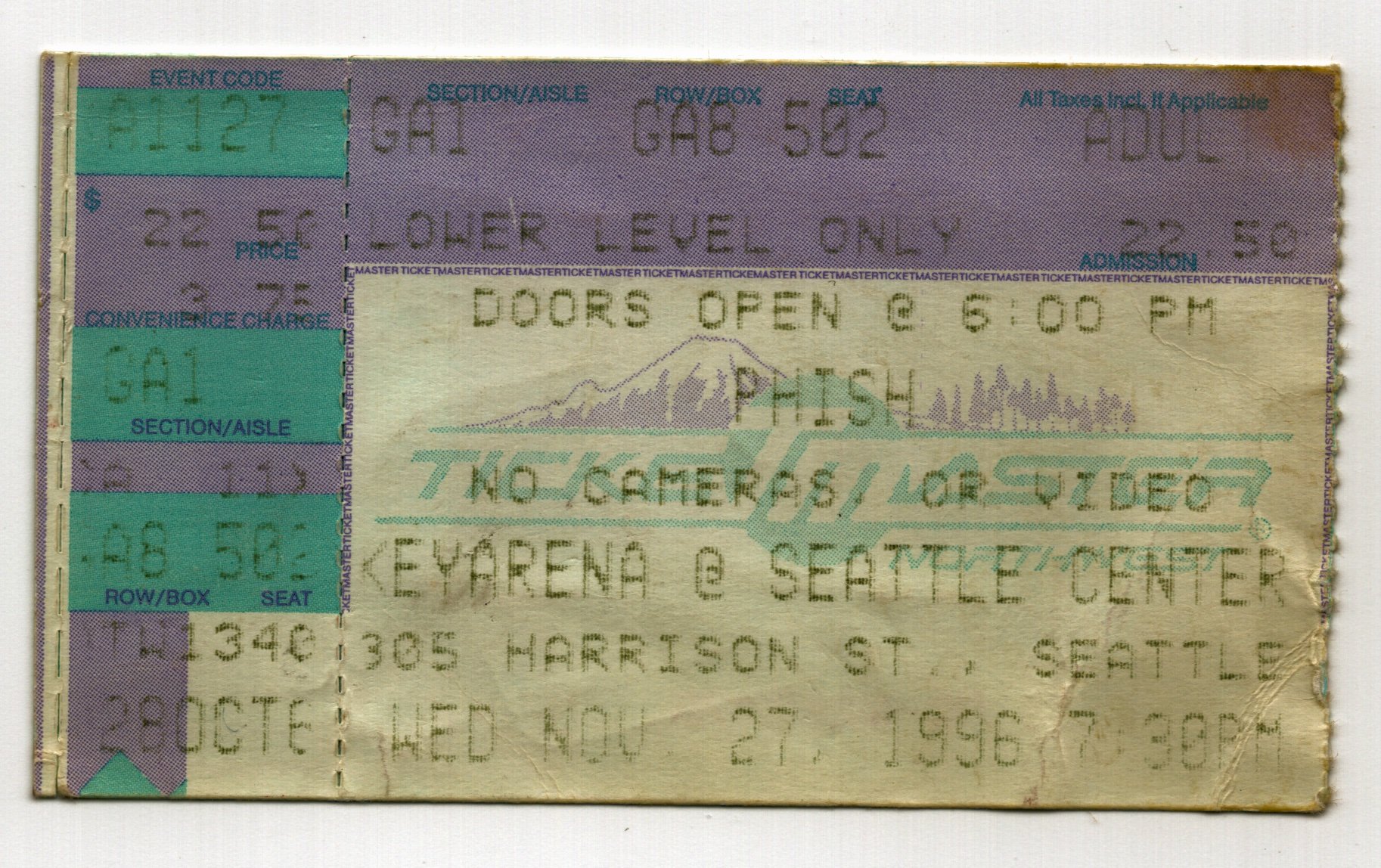 Ticket for 1996-11-27 at Key Arena