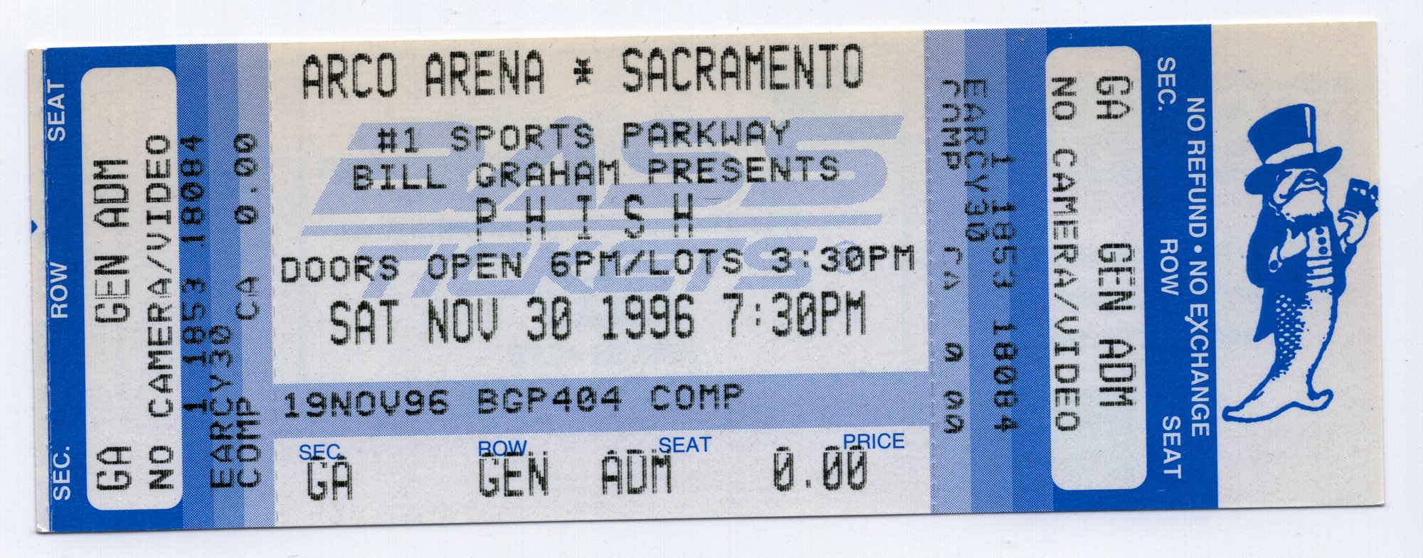Ticket for 1996-11-30 at ARCO Arena