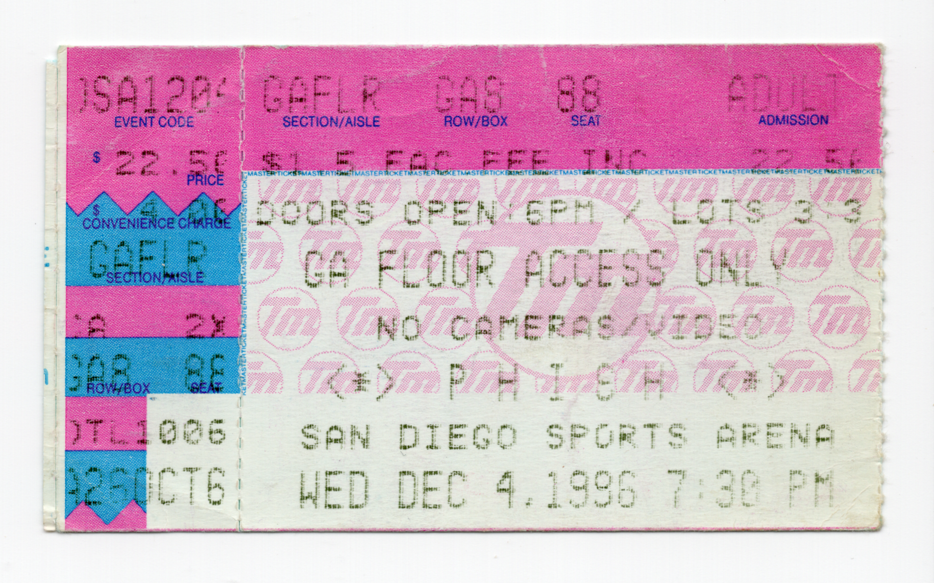 Ticket for 1996-12-04 at Sports Arena