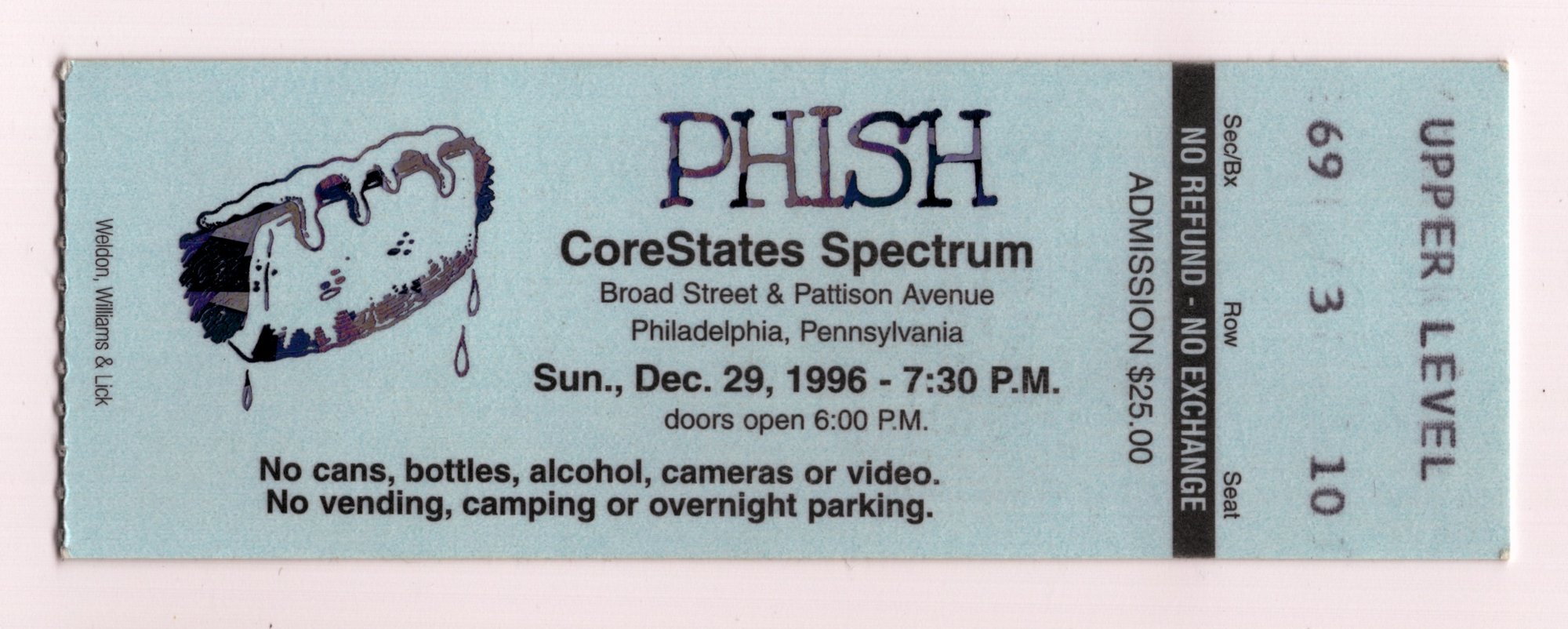 Ticket for 1996-12-29 at CoreStates Spectrum