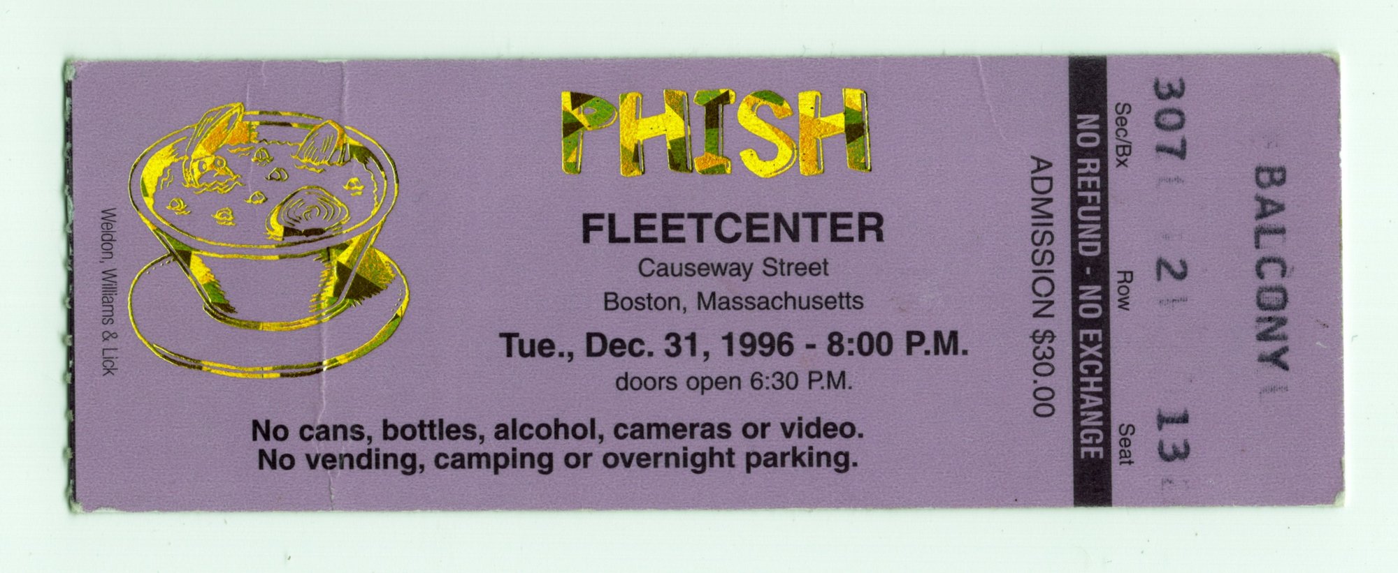 Ticket for 1996-12-31 at FleetCenter
