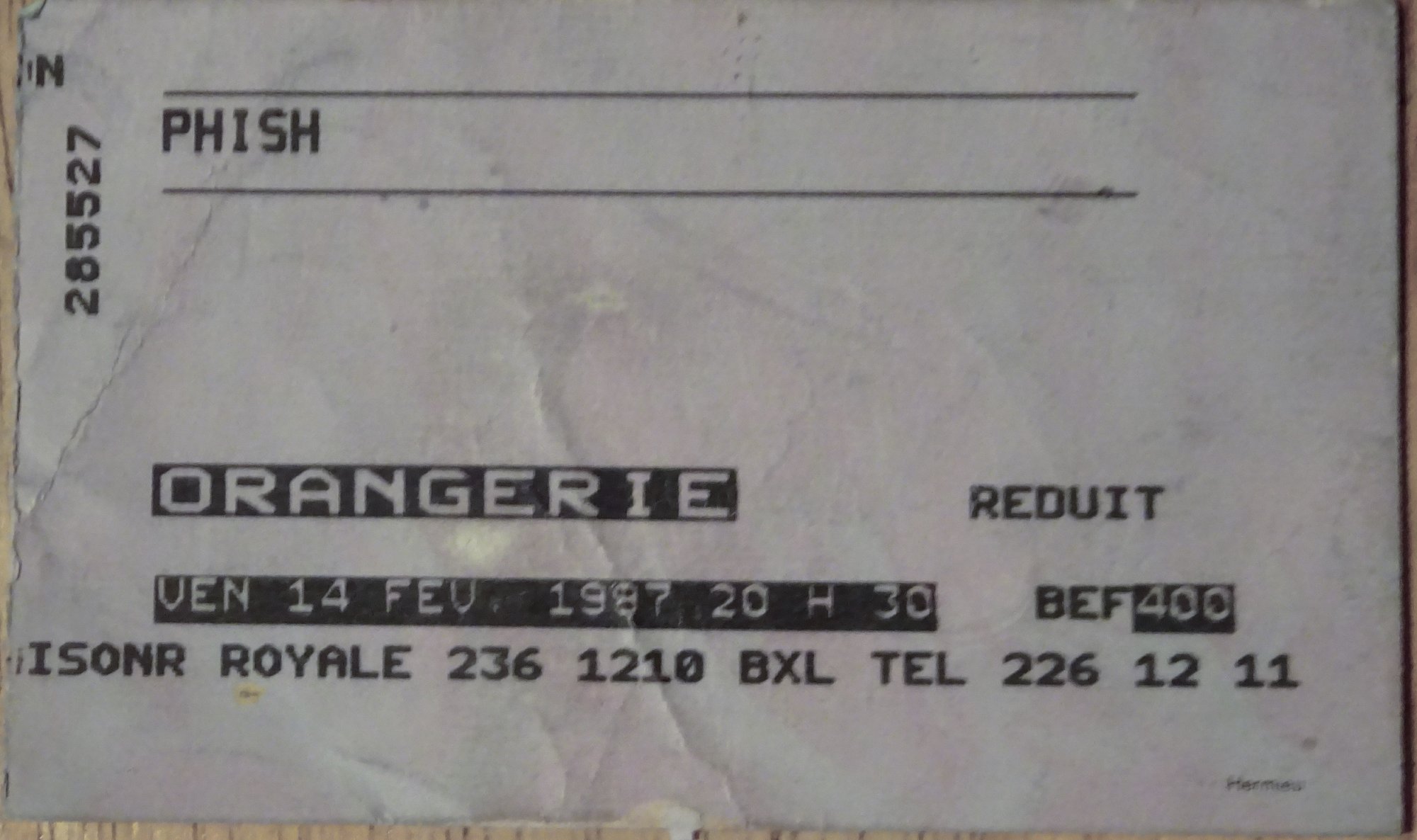 Ticket for 1997-02-14 at Le Botanique