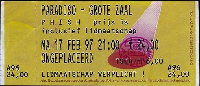 Ticket for 1997-02-17 at Paradiso