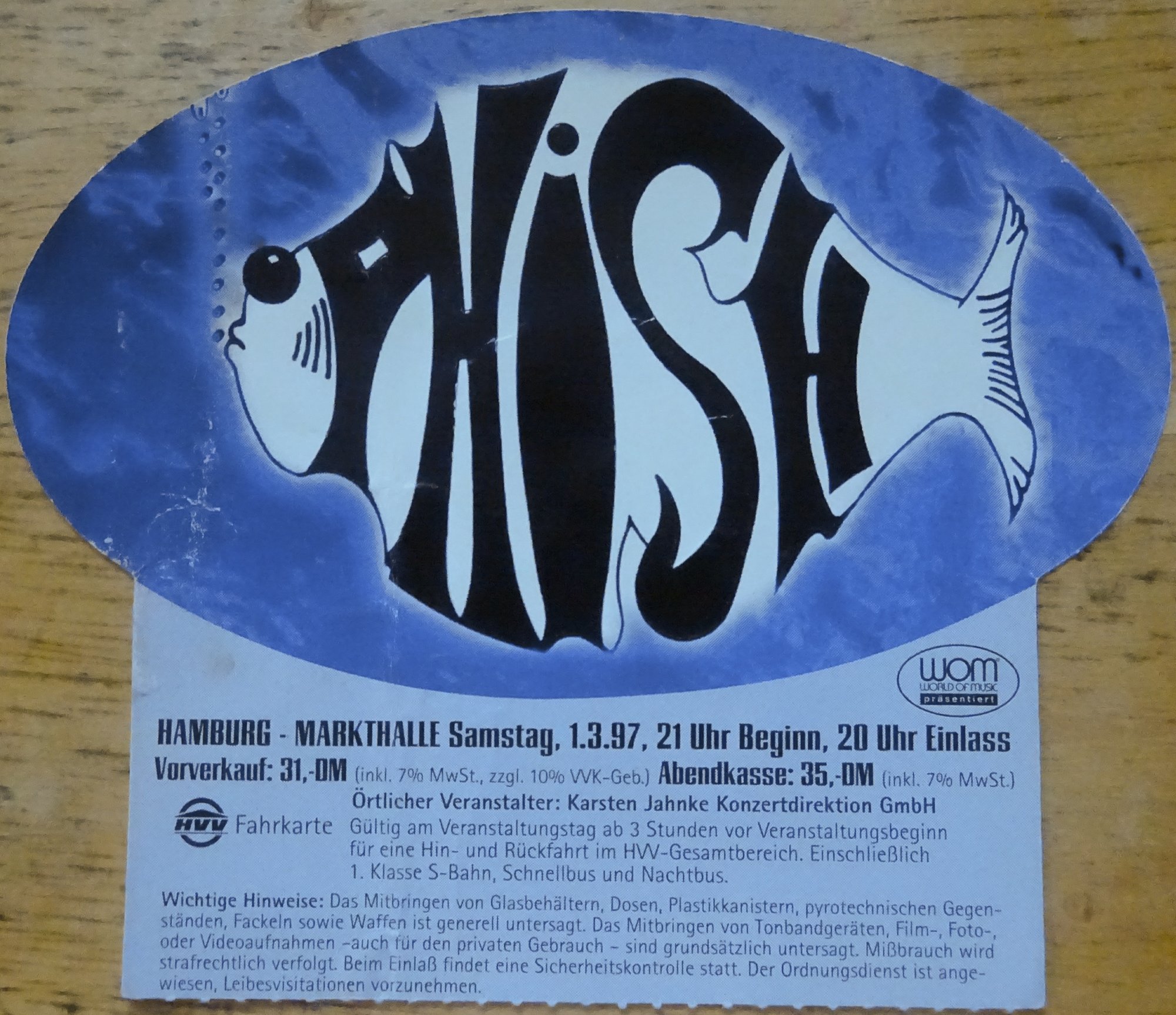 Ticket for 1997-03-01 at Markthalle