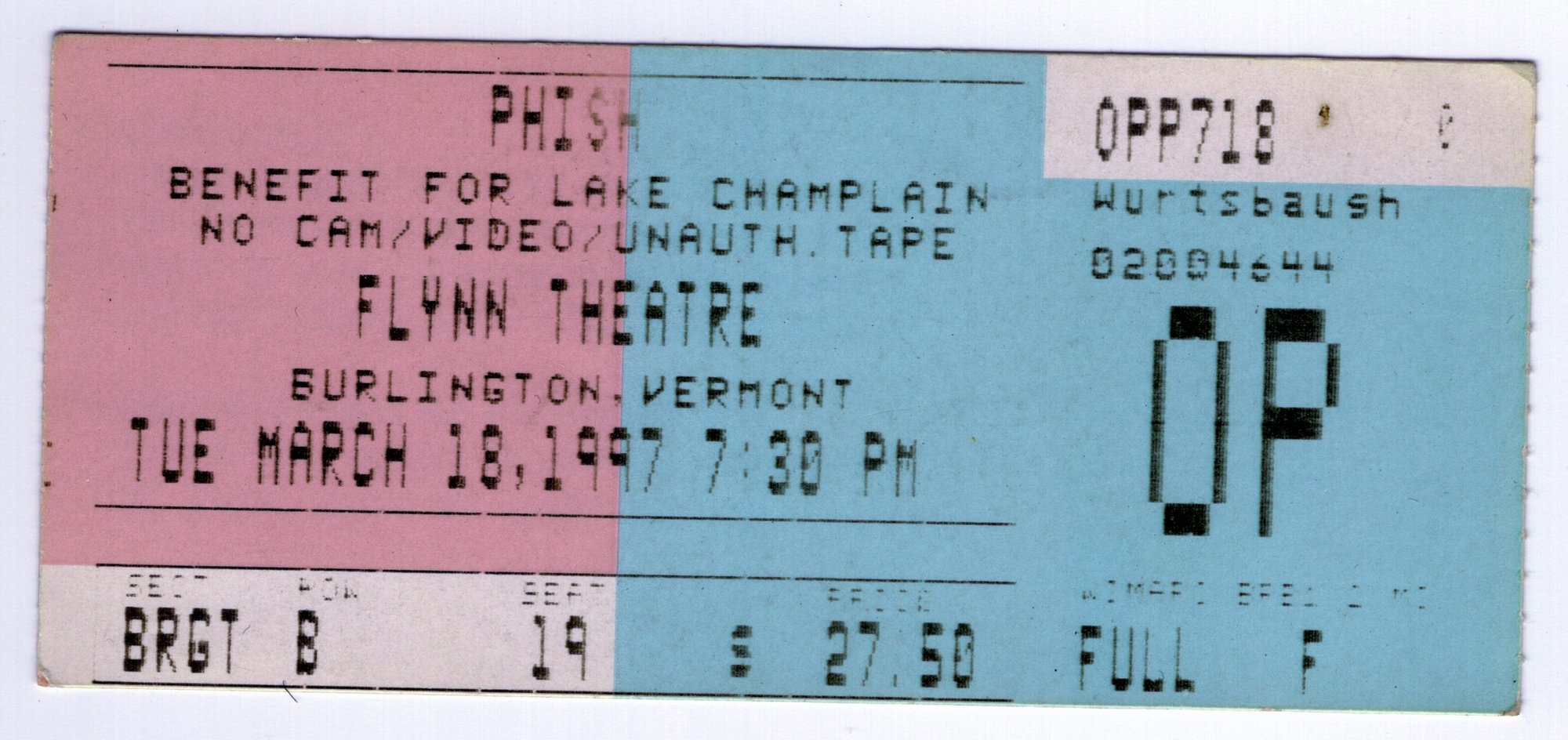 Ticket for 1997-03-18 at The Flynn Theatre