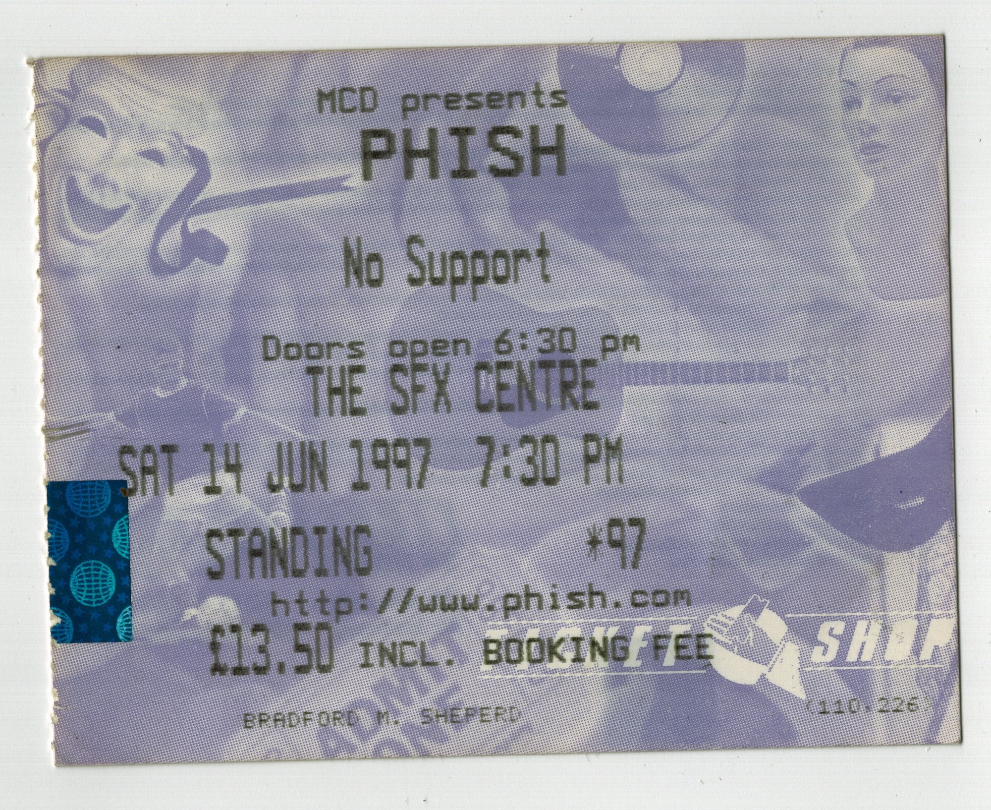 Ticket for 1997-06-14 at The SFX Centre