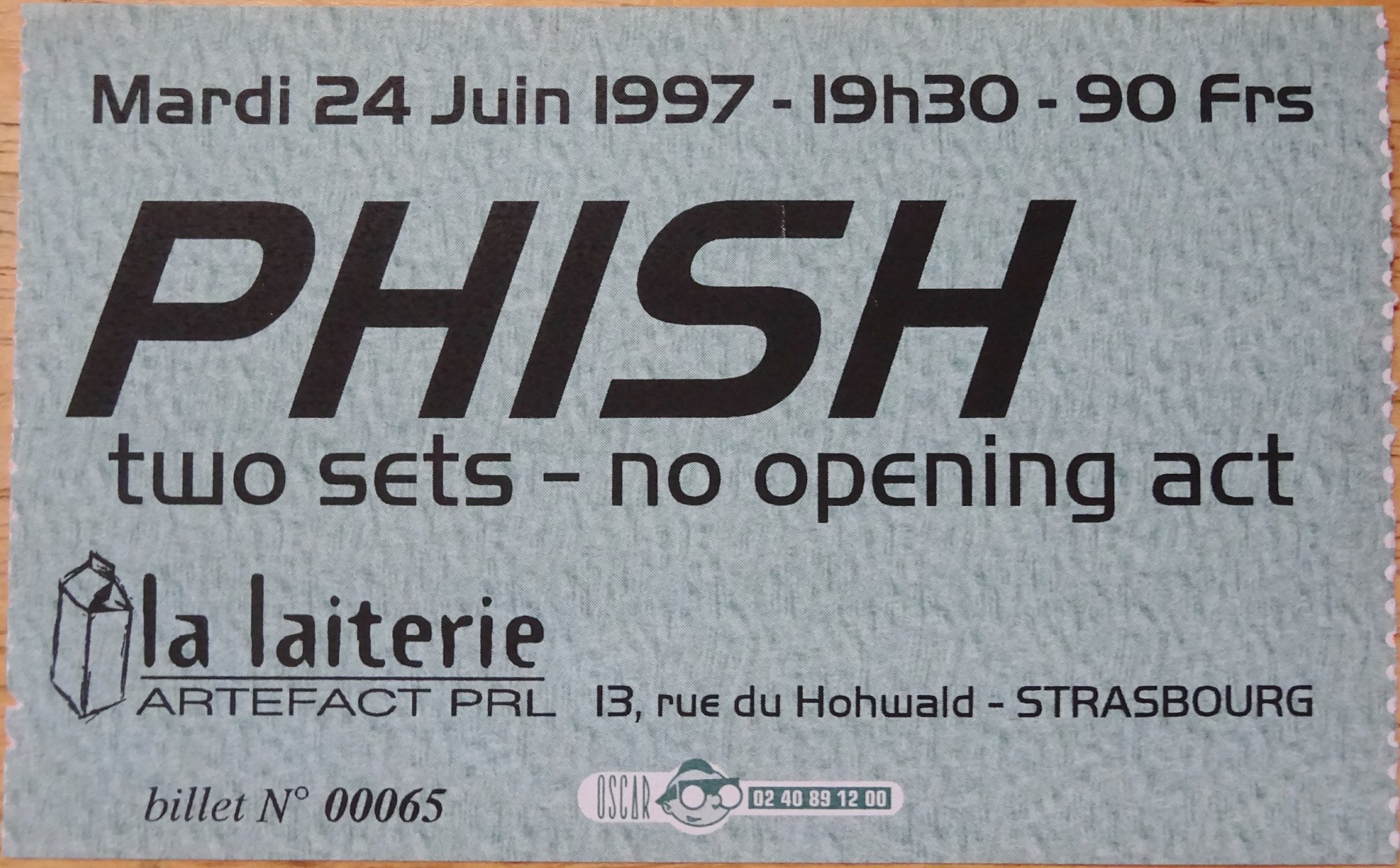 Ticket for 1997-06-24 at La Laiterie