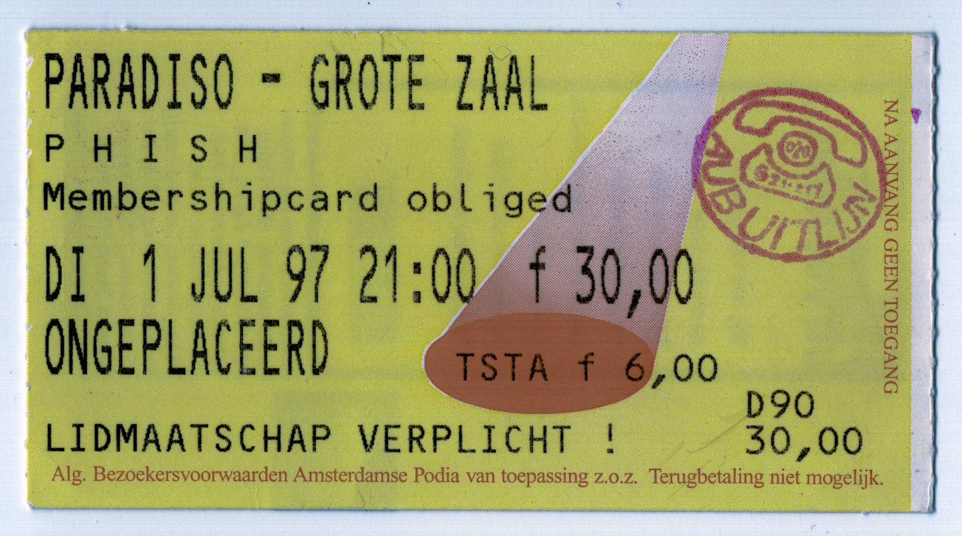 Ticket for 1997-07-01 at Paradiso