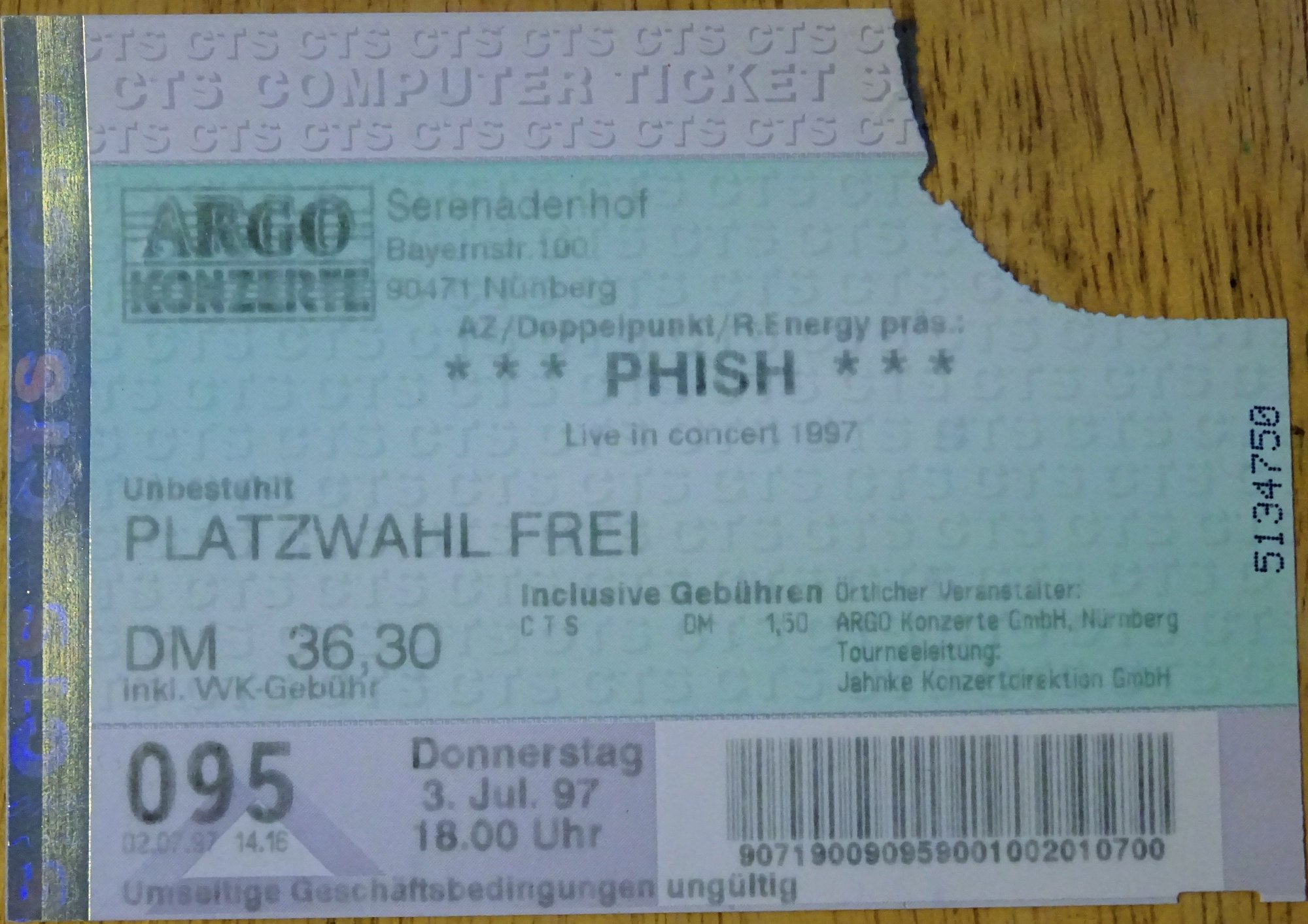 Ticket for 1997-07-03 at Serenadenhof
