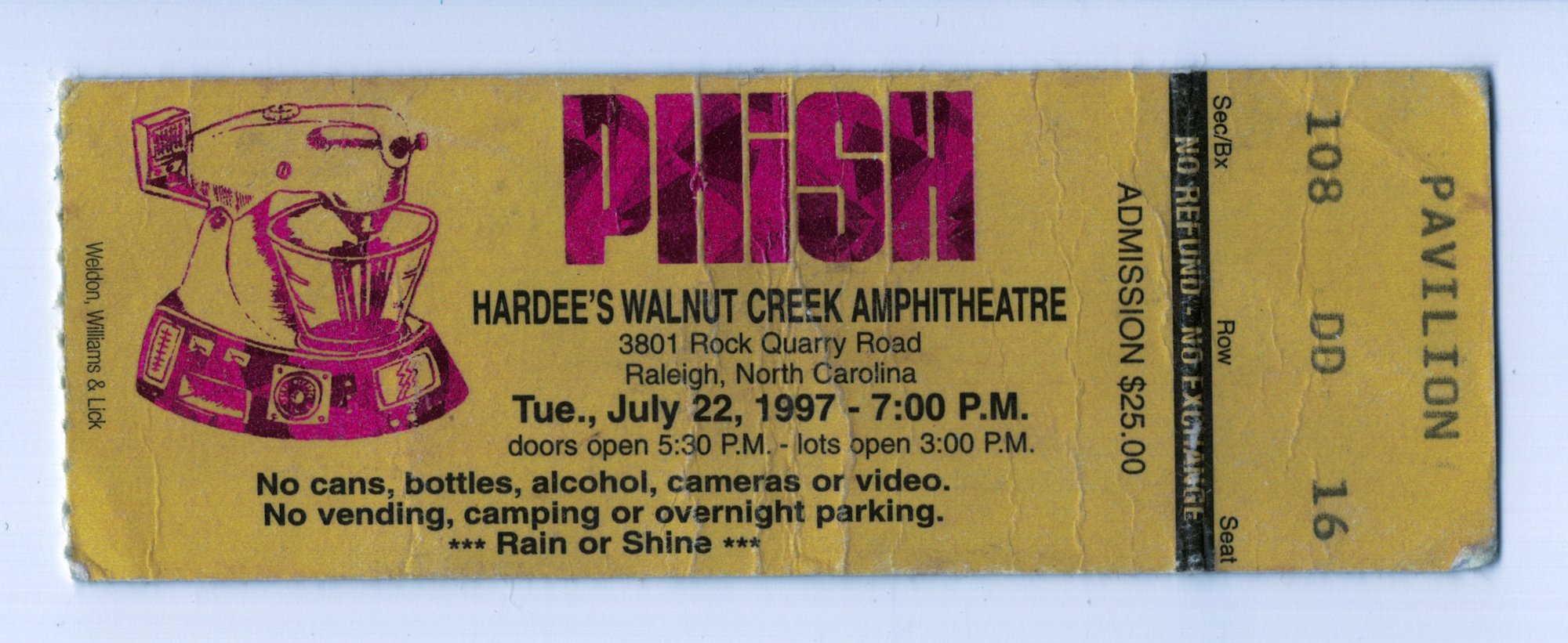 Ticket for 1997-07-22 at Walnut Creek Amphitheater