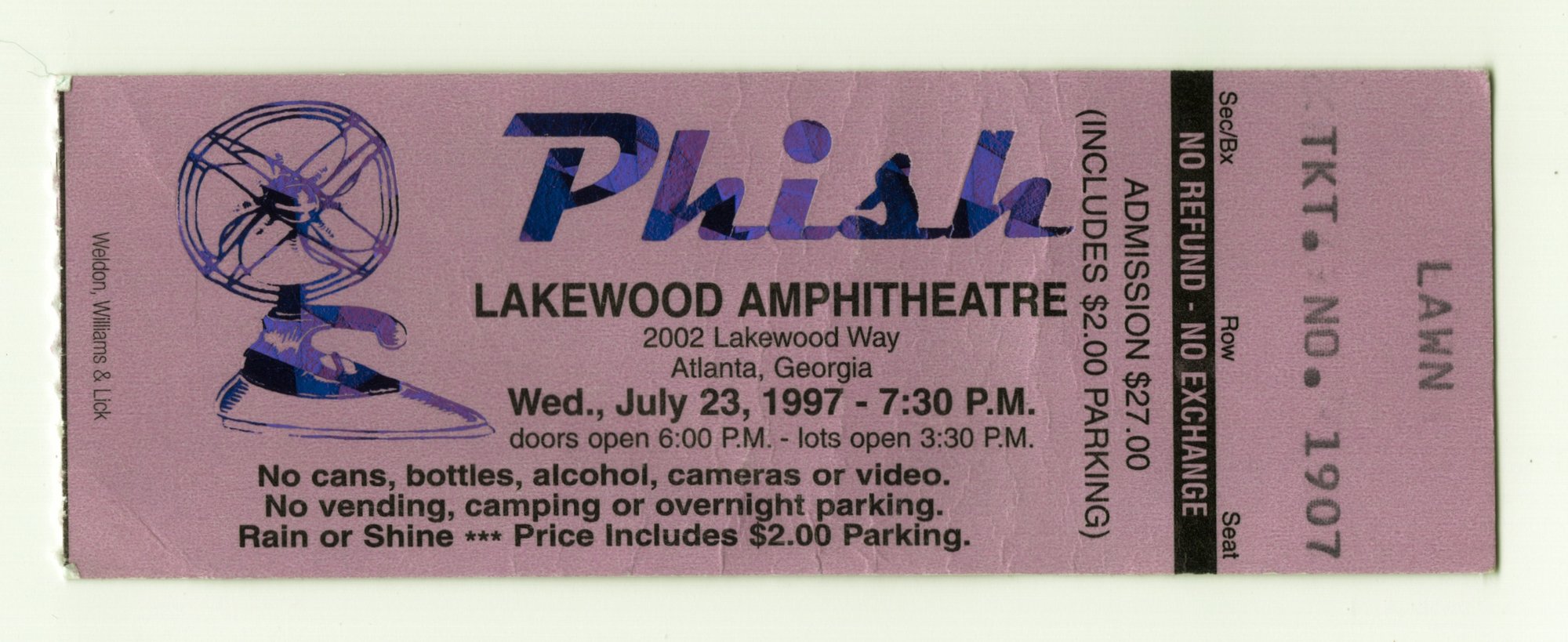 Ticket for 1997-07-23 at Lakewood Amphitheatre