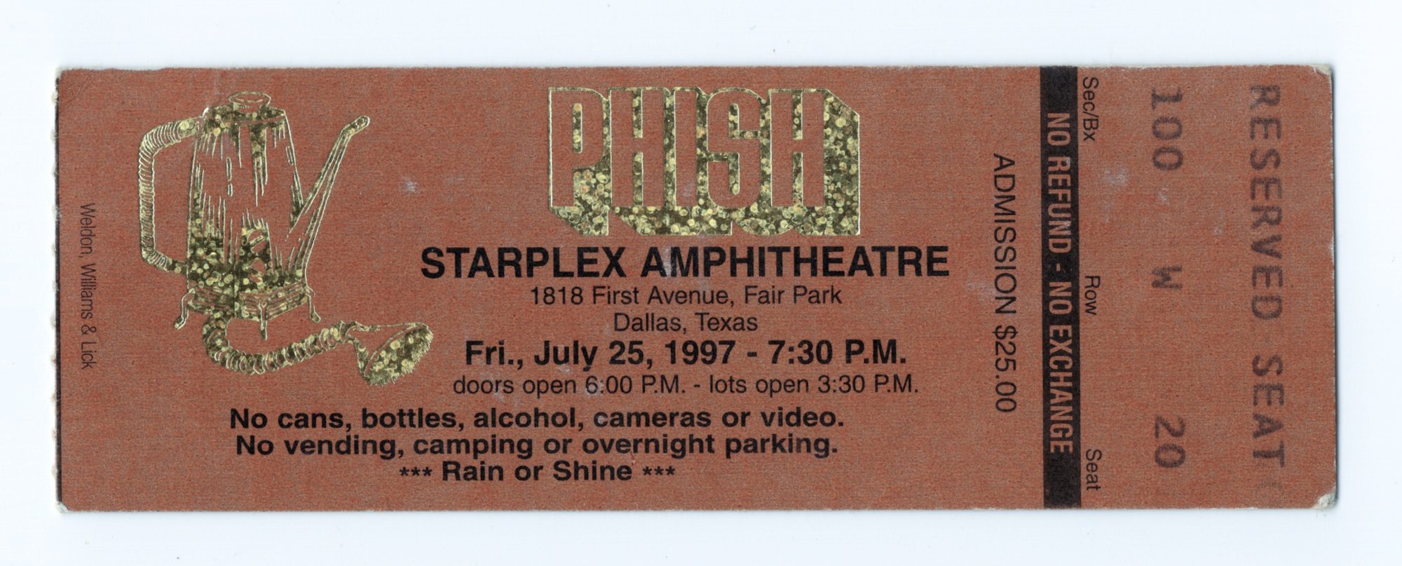 Ticket for 1997-07-25 at Starplex Amphitheatre