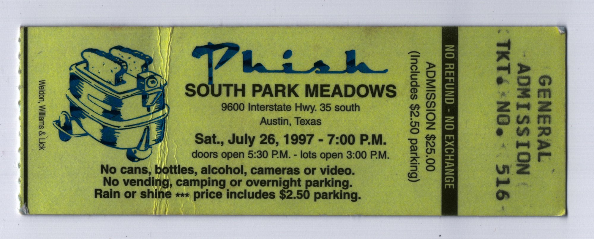 Ticket for 1997-07-26 at South Park Meadows