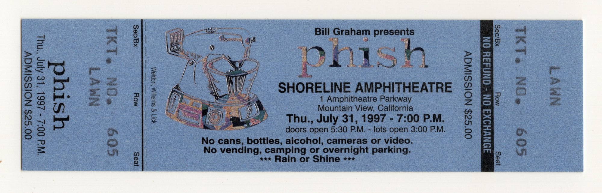 Ticket for 1997-07-31 at Shoreline Amphitheatre