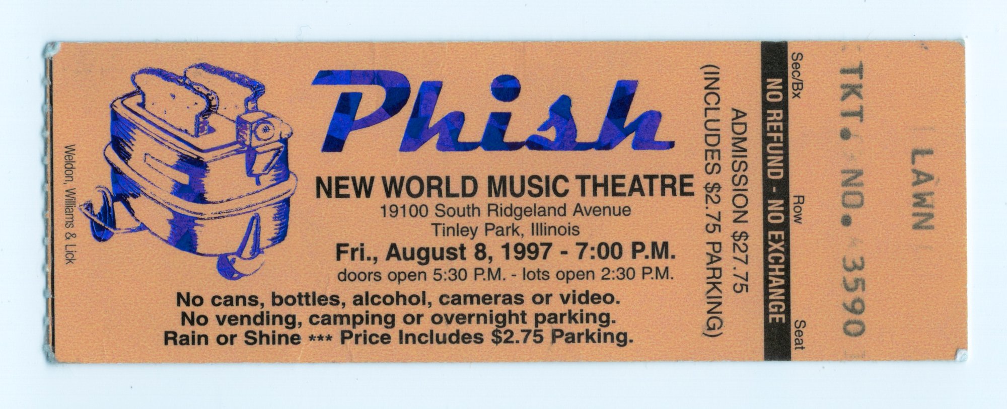 Ticket for 1997-08-08 at New World Music Theatre