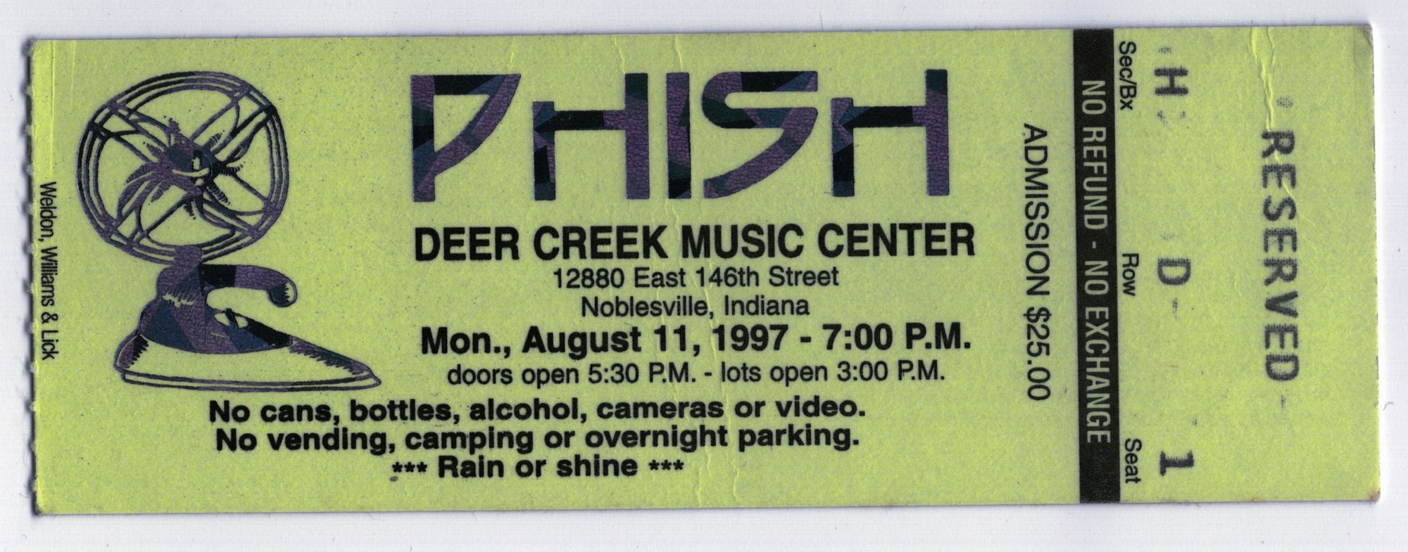 Ticket for 1997-08-11 at Deer Creek