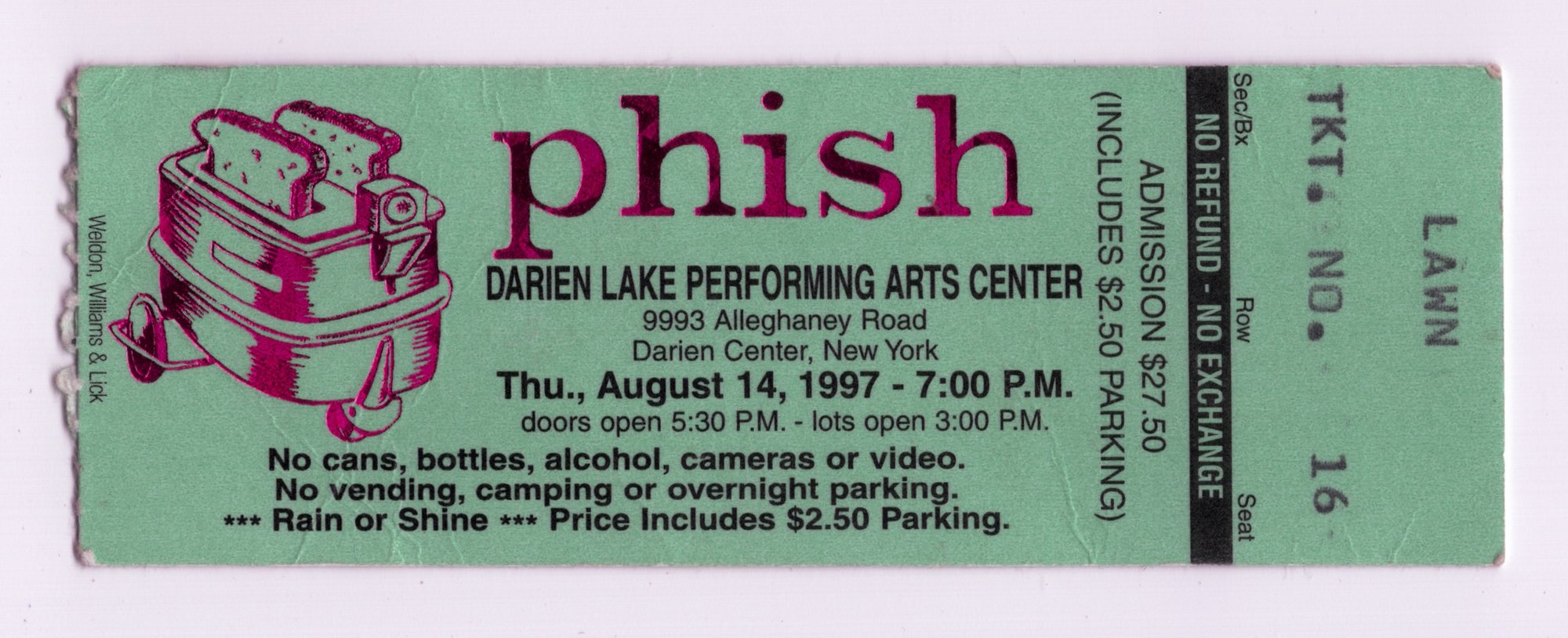 Ticket for 1997-08-14 at Darien Lake Performing Arts Center