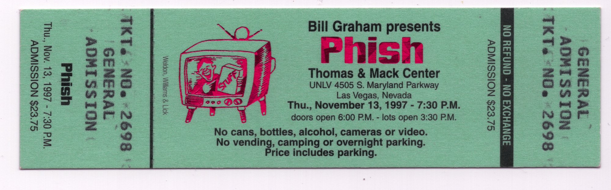 Ticket for 1997-11-13 at Thomas & Mack Center