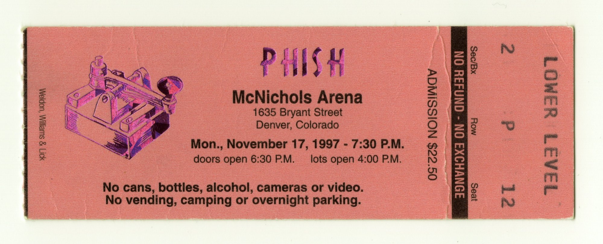Ticket for 1997-11-17 at McNichols Arena