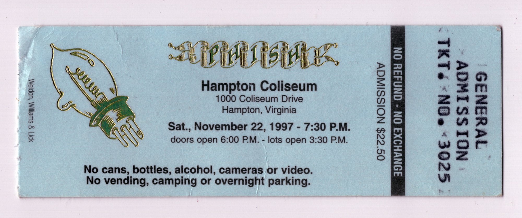 Ticket for 1997-11-22 at Hampton Coliseum