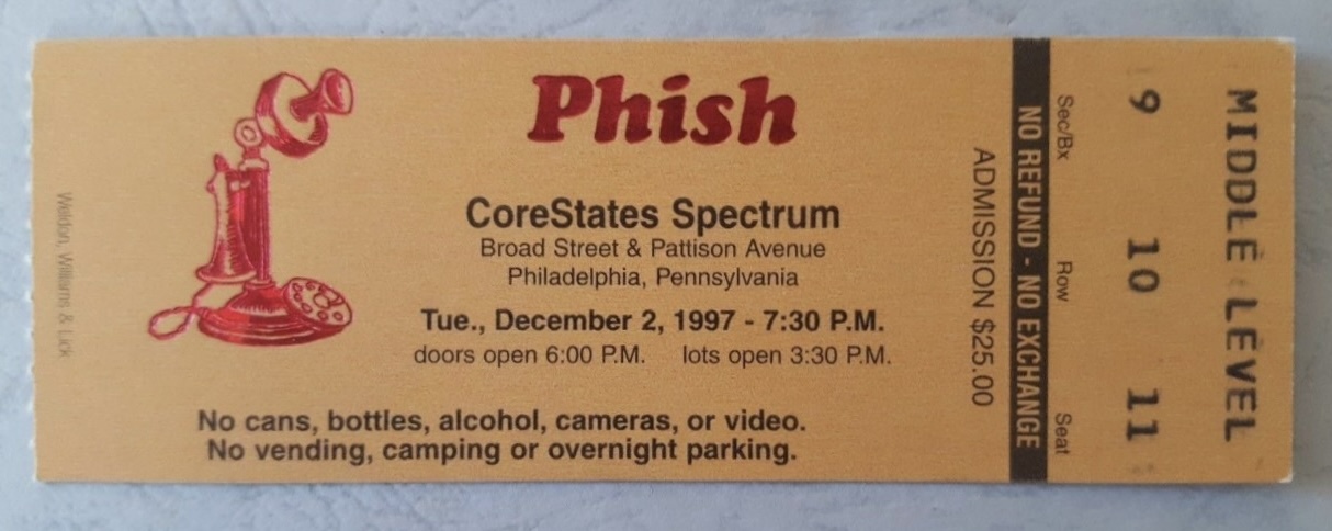 Ticket for 1997-12-02 at CoreStates Spectrum