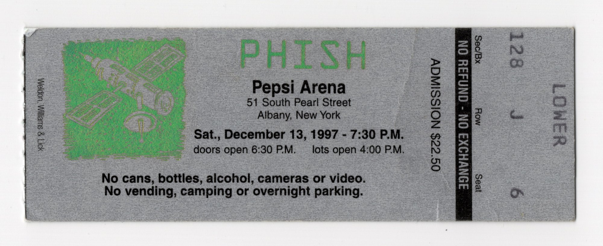 Ticket for 1997-12-13 at Pepsi Arena