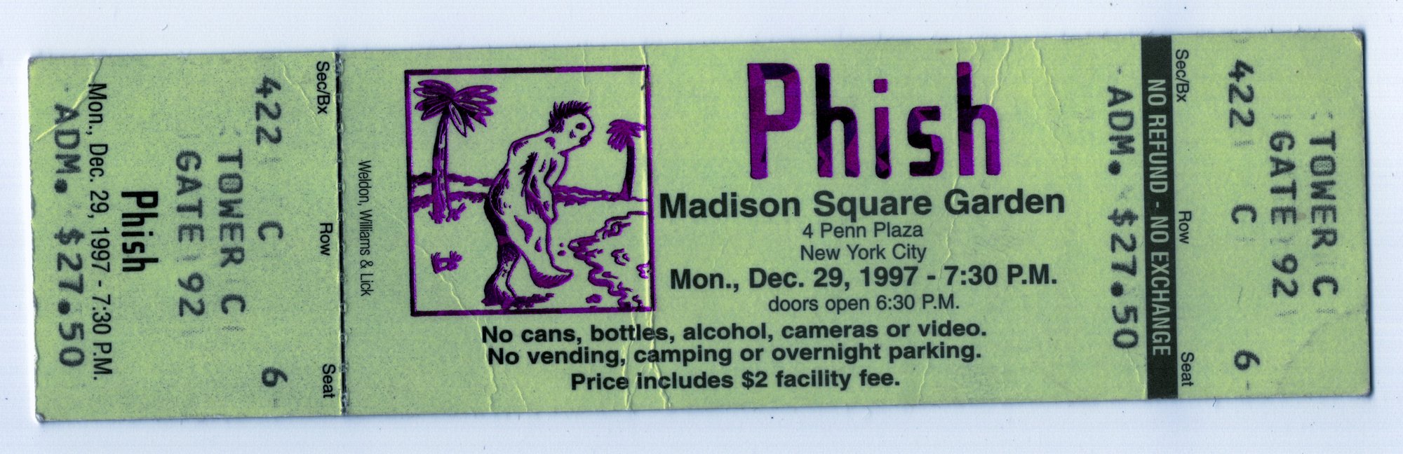 Ticket for 1997-12-29 at Madison Square Garden