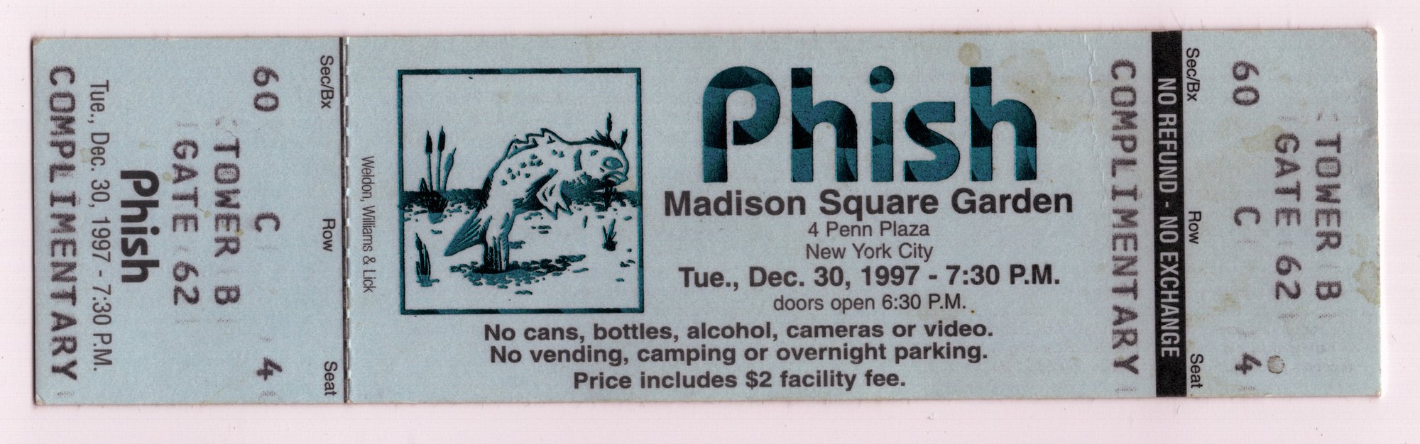 Ticket for 1997-12-30 at Madison Square Garden