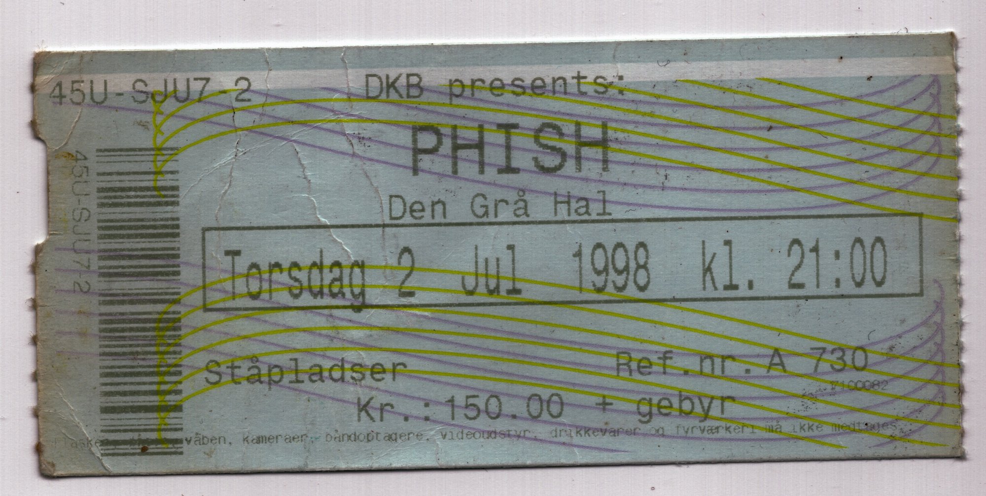 Ticket for 1998-07-02 at The Grey Hall